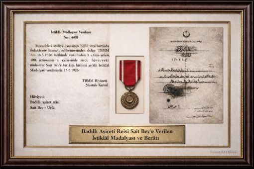 Badıllı Sait Bey'in İstiklal Madalyası