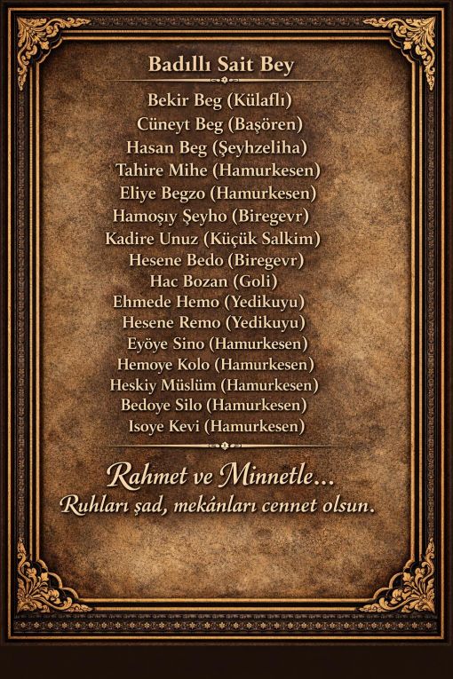 Badıllı aşireti urfa kurtuluş arşiv isimleri